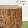 Homcom Tree Stump Stool, Decorative Side Table With Round Tabletop, Concrete End Table With Wood Grain Finish, For Indoors And Outdoors, Natural Natural Concrete