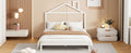 Full Size Metal Platform Bed With House Shaped Headboard Design, White White Metal