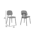 Metal Dining Chair With Velvet Upholstery, Set Of 2, Black And Gray Black Gray Fabric Metal