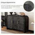 Retro Minimalist Curved Sideboard With Gold Handles And Adjustable Dividers For Living Room Or Dining Room Antique Black Antique Black Mdf