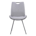 Curved Back Dining Chair With Bucket Design Seat, Set Of 2, Gray Gray Fabric Metal