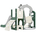 Toddler Slide And Swing Set 5 In 1, Kids Playground Climber Slide Playset With Telescope, Freestanding Combination For Babies Indoor & Outdoor Green Hdpe