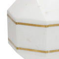 6 Inches Marble Frame Octagonal Orb With Stable Base, White White Marble