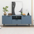 Tv Stand With Solid Ion Feet, Tv Console Table For Living Room, Bedroom Blue Particle Board