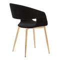 Upholstered Open Back Dining Accent Chair With Metal Angled Legs, Black Black Mdf Steel