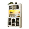 Farmhouse Coffee Bar Cabinet with Led Lights and