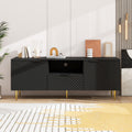 Tv Stand With Solid Ion Feet, Tv Console Table For Living Room, Bedroom Black Particle Board