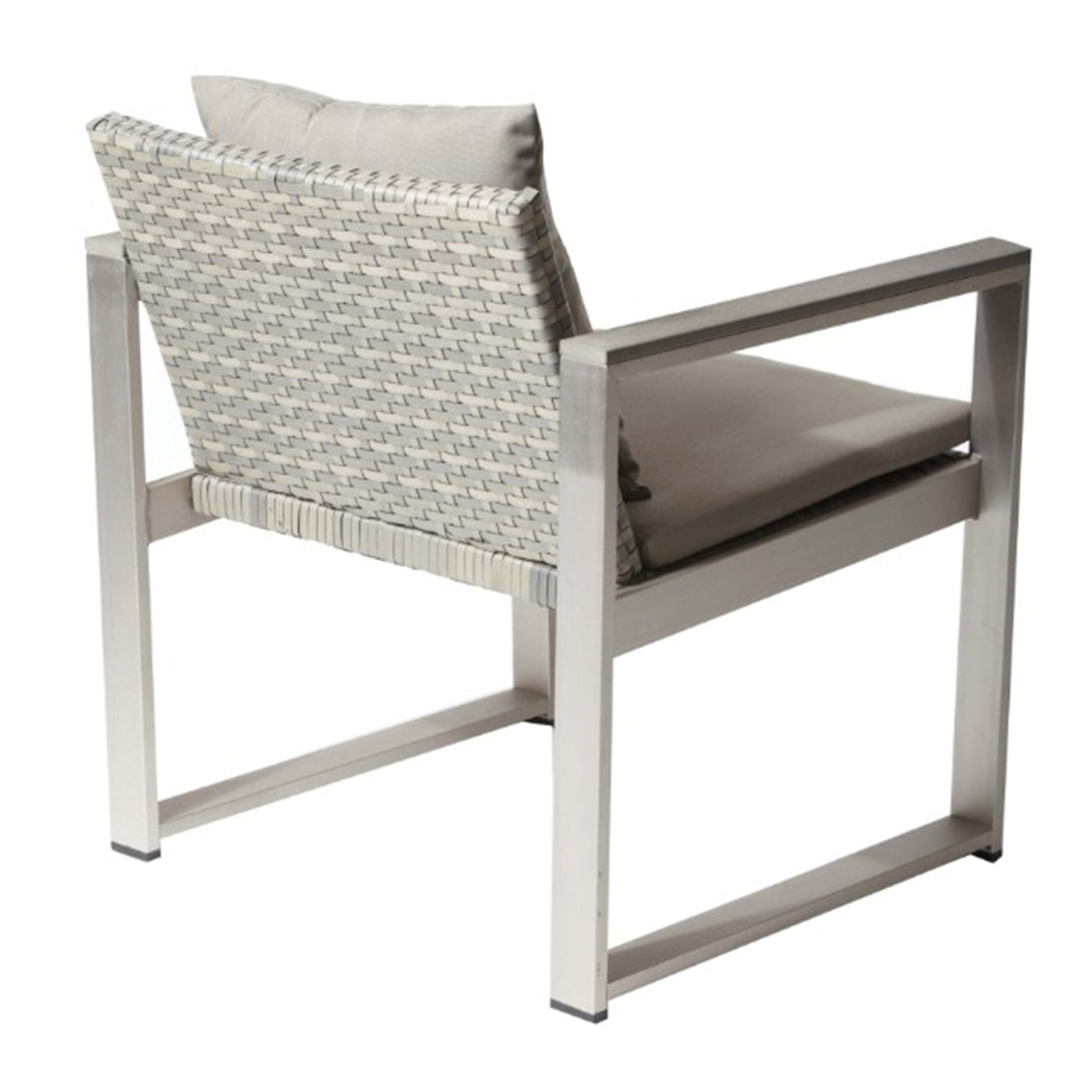 Exquisitly Aluminum Upholstered Cushioned Chair With Rattan, Gray Taupe Gray Rattan Metal