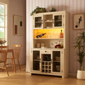 Farmhouse Coffee Bar Cabinet with Led Lights and