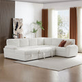 Oversized Modular Storage Sectional Sofa Couch For Home Apartment Office Living Room,Free Combination L U Shaped Corduroy Upholstered Deep Seat Furniture Convertible Sleeper Sofabed Left White Corduroy