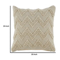 20 X 20 Cotton Accent Pillow With Chevron Beaded
