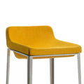 Fabric Upholstered Metal Bar Stool, Yellow And Silver Yellow Fabric Metal