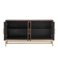 Retro Style Sideboard With Adjustable Shelves, Rectangular Metal Handles And Legs For Kitchen, Living Room, And Dining Room Espresso Espresso Mdf