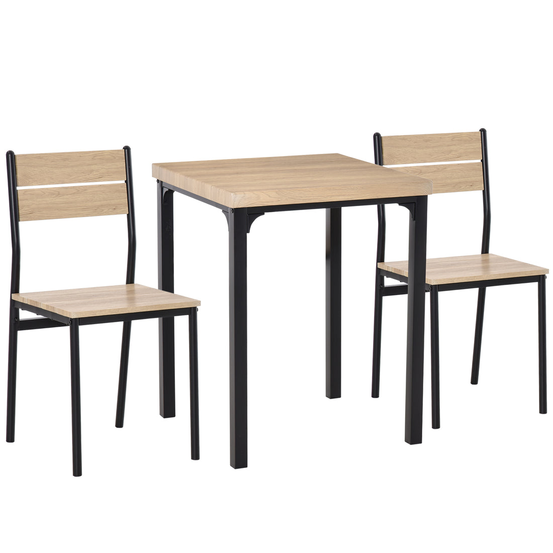 Homcom 3 Piece Dining Table Set For 2, Modern Kitchen Table And Chairs, Dining Room Set For Breakfast Nook, Small Space, Apartment, Space Saving Black Mdf