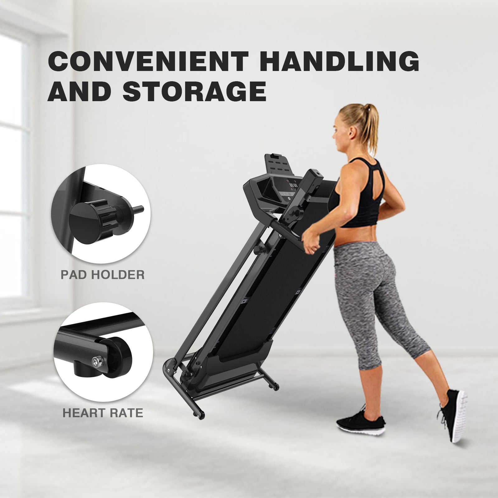 Motorized Electric Treadmill For Home 3 Level Manual Inclination & Foldable Running Machine With 12 Programs With Phone Holder Indoor Fitness Black Handheld Foldable Office American Design Multifunctional Abs Steel Q235