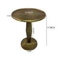 12 Inch Side End Drink Table, Fancy Fluted Base, Round Top, Antique Brass Antique Brass Aluminum