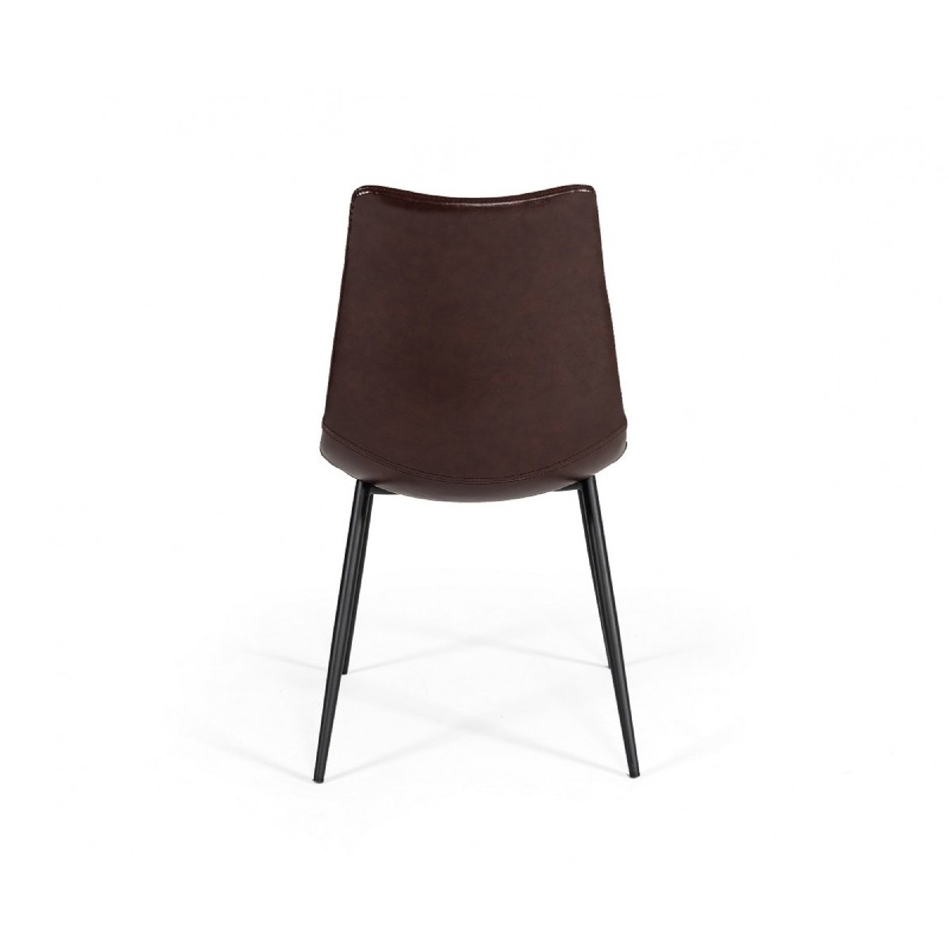 Dining Chair With Horizontal Stitching, Set Of 2, Brown Brown Fabric Metal