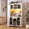 Farmhouse Coffee Bar Cabinet with Led Lights and