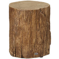 Homcom Tree Stump Stool, Decorative Side Table With Round Tabletop, Concrete End Table With Wood Grain Finish, For Indoors And Outdoors, Natural Natural Concrete