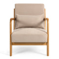 Leisure Chair With Solid Wood Armrest And Feet, Mid Century Modern Accent Sofa,1 Seat Beige Linen