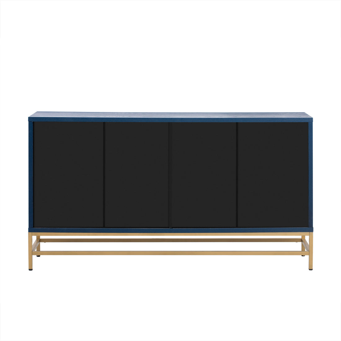 Retro Style Sideboard With Adjustable Shelves, Rectangular Metal Handles And Legs For Kitchen, Living Room, And Dining Room Navy Navy Mdf