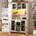 Farmhouse Coffee Bar Cabinet with Led Lights and