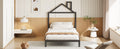 Twin Size Metal Platform Bed With House Shaped Headboard Design, Black Black Metal