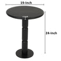 24 Inch Side End Table, Round Top With Turned Pedestal Base, Handcrafted Sandblasted Matte Black Black Metal & Wood