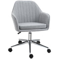 Vinsetto Mid Back Task Chair, Fabric Home Office Chair, Swivel Desk Chair With Tub Shape Design & Lined Pattern Back For Living Room, Bedroom, Gray Gray Polyester
