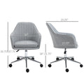 Vinsetto Mid Back Task Chair, Fabric Home Office Chair, Swivel Desk Chair With Tub Shape Design & Lined Pattern Back For Living Room, Bedroom, Gray Gray Polyester