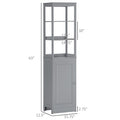 Kleankin Tall Bathroom Storage Cabinet, Freestanding Linen Tower With 3 Tier Open Shelf And Door, Slim Floor Organizer, Grey Gray Mdf