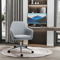 Vinsetto Mid Back Task Chair, Fabric Home Office Chair, Swivel Desk Chair With Tub Shape Design & Lined Pattern Back For Living Room, Bedroom, Gray Gray Polyester