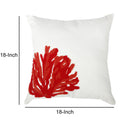 Contemporary Style Pillow with Coral Embroidery,