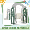 Toddler Slide And Swing Set 5 In 1, Kids Playground Climber Slide Playset With Telescope, Freestanding Combination For Babies Indoor & Outdoor Green Hdpe