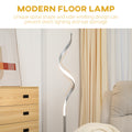 Homcom Modern Spiral Floor Lamp, Led Standing Lamp Warm White With Square Base And Foot Switch For Living Room, Bedroom, Silver Silver Metal