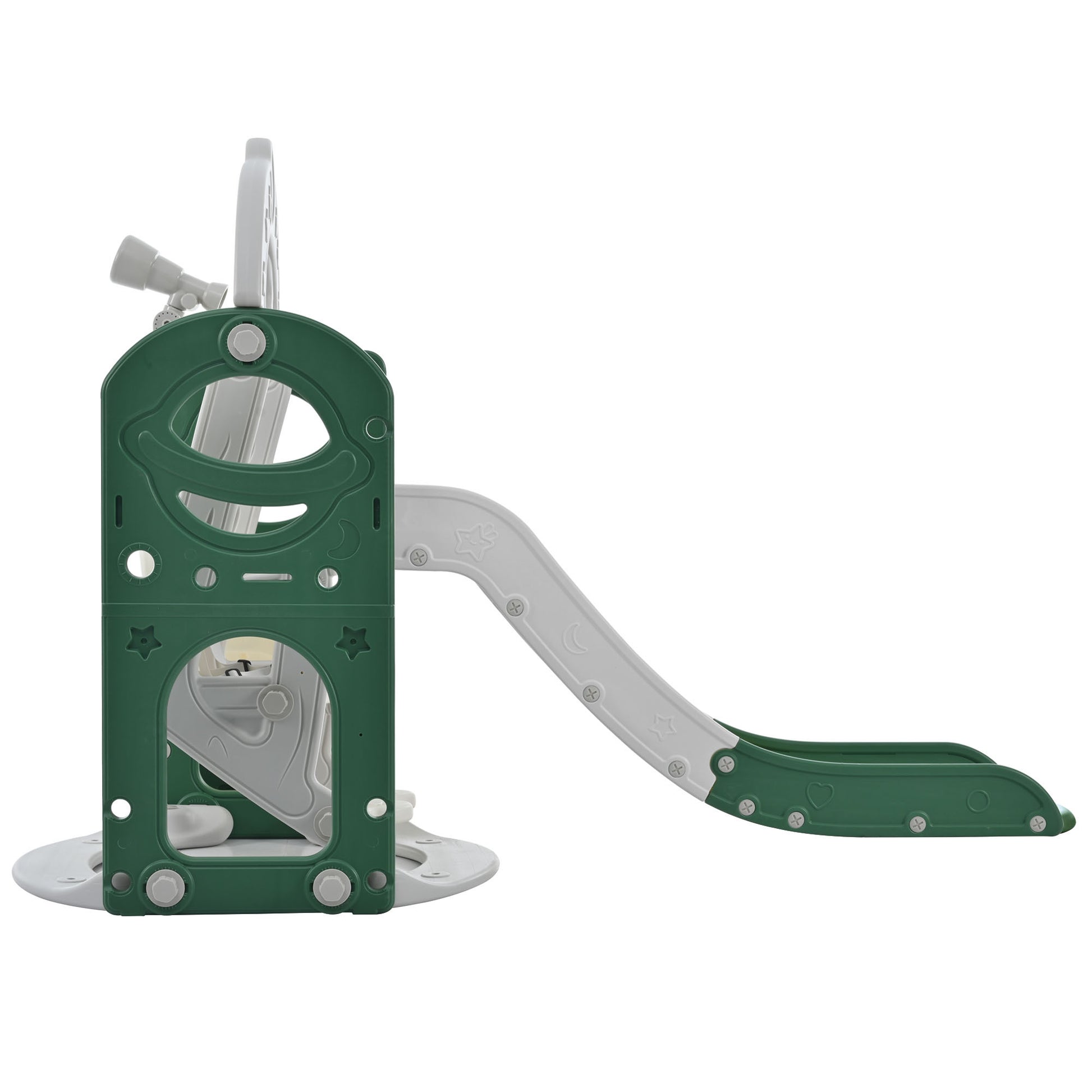 Toddler Slide And Swing Set 5 In 1, Kids Playground Climber Slide Playset With Telescope, Freestanding Combination For Babies Indoor & Outdoor Green Hdpe