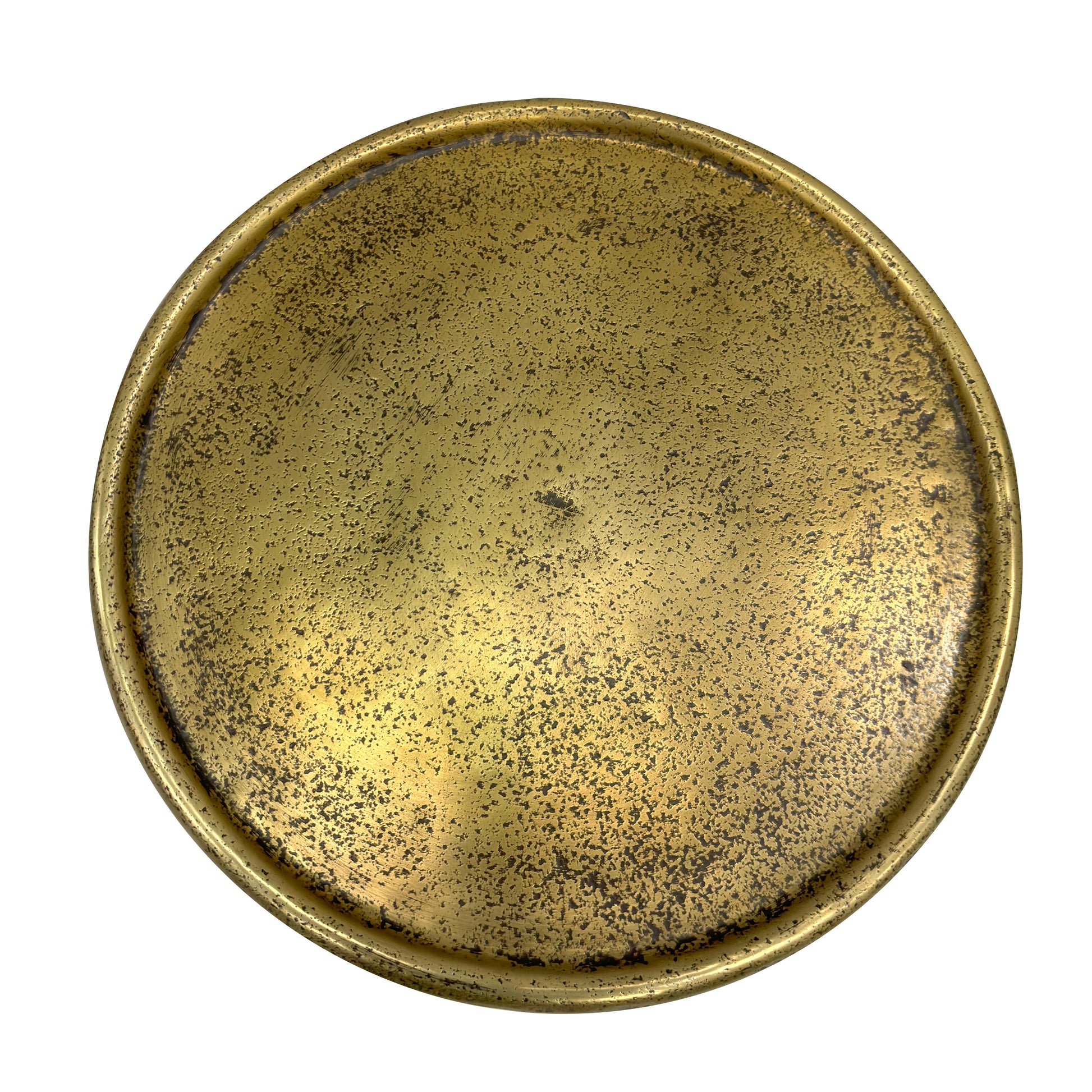 12 Inch Side End Drink Table, Fancy Fluted Base, Round Top, Antique Brass Antique Brass Aluminum