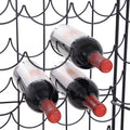 Homcom 35 Bottle Wrought Iron Wine Rack Cabinet With Lock Black Black Iron