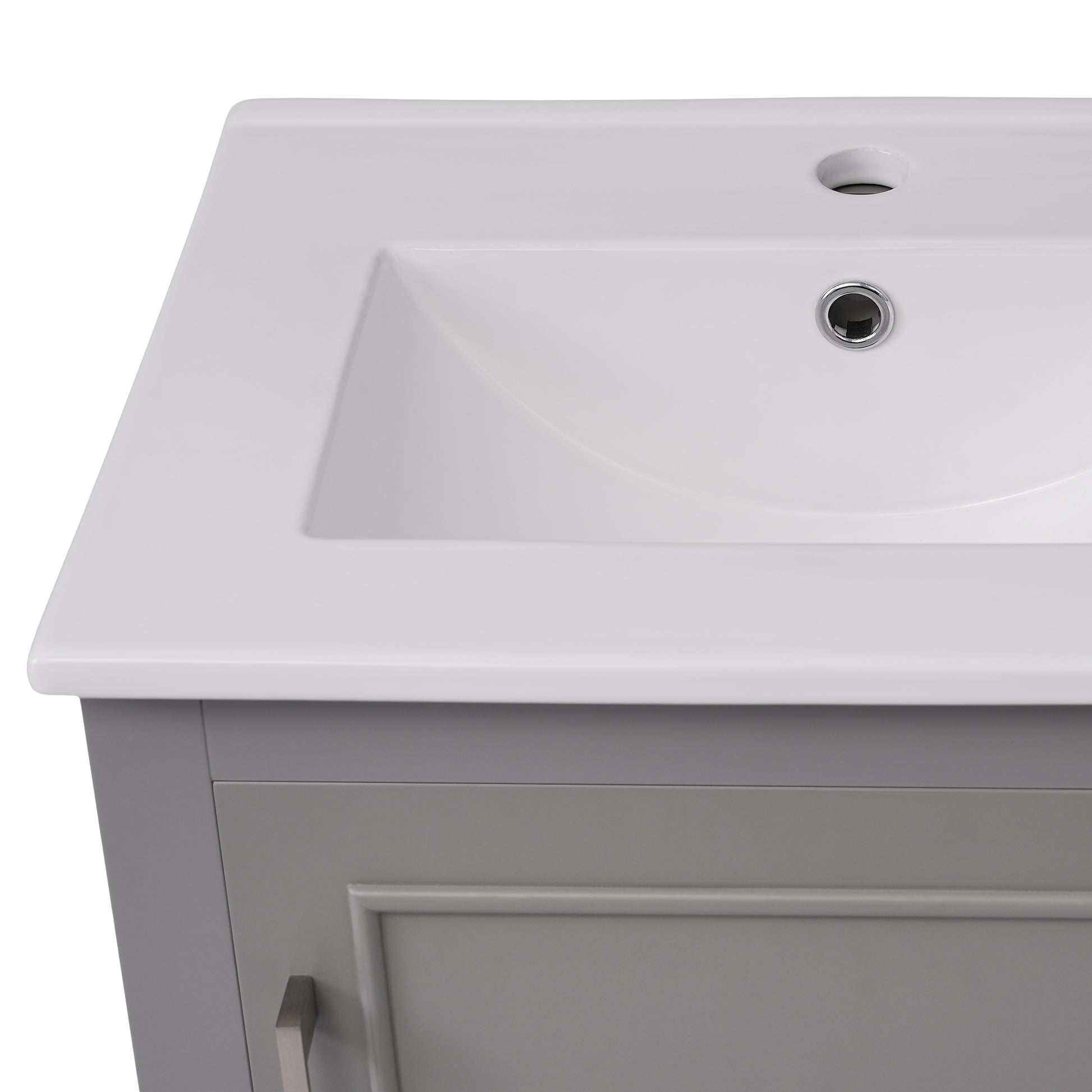 Viedo 20 Inch Modern Small Bathroom Vanity Cabinet With Ceramic Basin 20*15.5*33.3 Inches,Ample Storage,1 Soft Close Door Gray Solid Wood Mdf