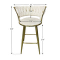 Gold Bar Chairs Set Of 2, Counter Height Bar Stools With Low Back, For Kitchen Island, Bar Pub Beige Gold Foot White Altay Velvet