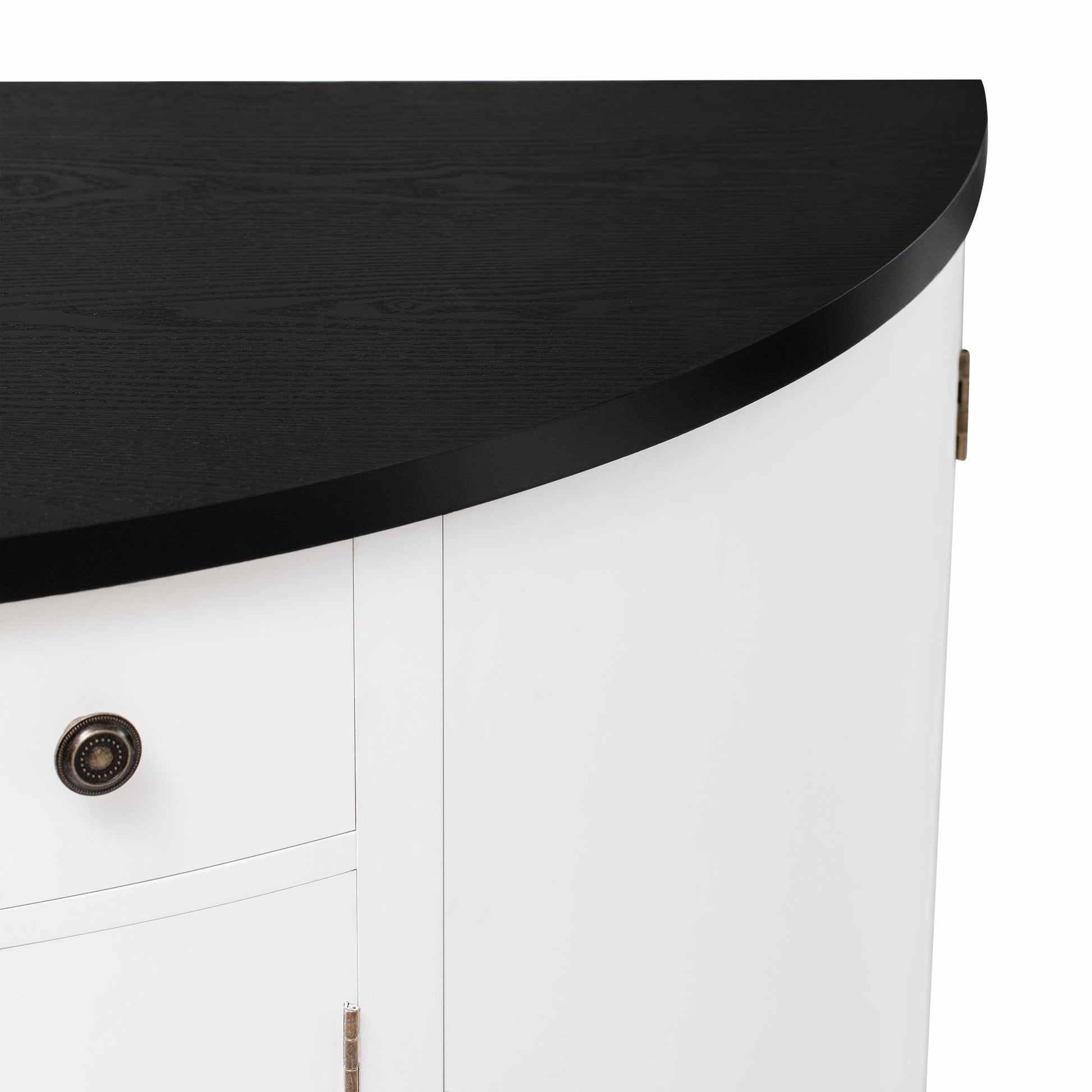 Curved Design Storage Cabinet Made Of Fraxinus Mandschuric Solid Wood Veneer, Adjustable Shelves, Suitable For Corridors, Entrances And Study. White Mdf