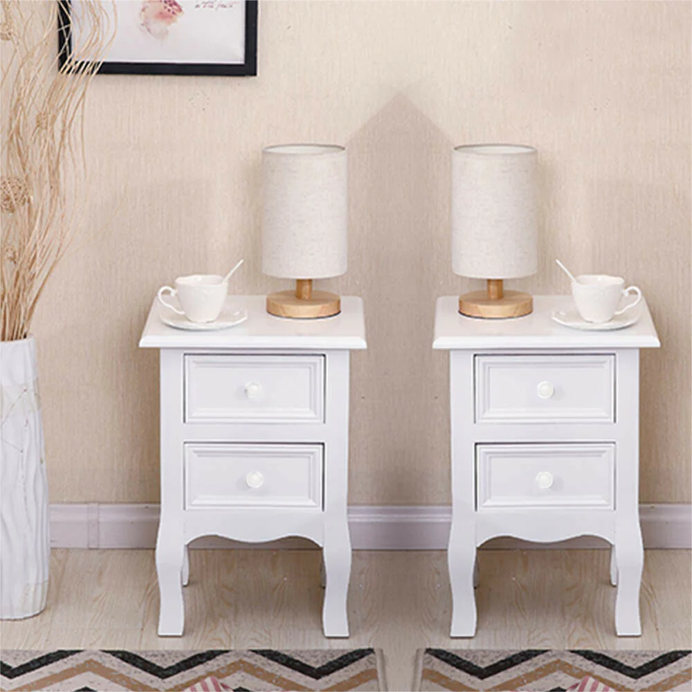 2 Pcs Of Nightstand Drawer Organizer Storage Cabinet Bedside Table Bedroom Furniture Woode Nordic White Bedside Table Solid Wood White White Solid Wood Mdf