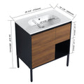 30 Inch Freestanding Bathroom Vanity With Gel Sink, Soft Closing Door And 2 3 Soft Closing Drawers 1 Brown Ebony 1 Bathroom Freestanding Modern Plywood