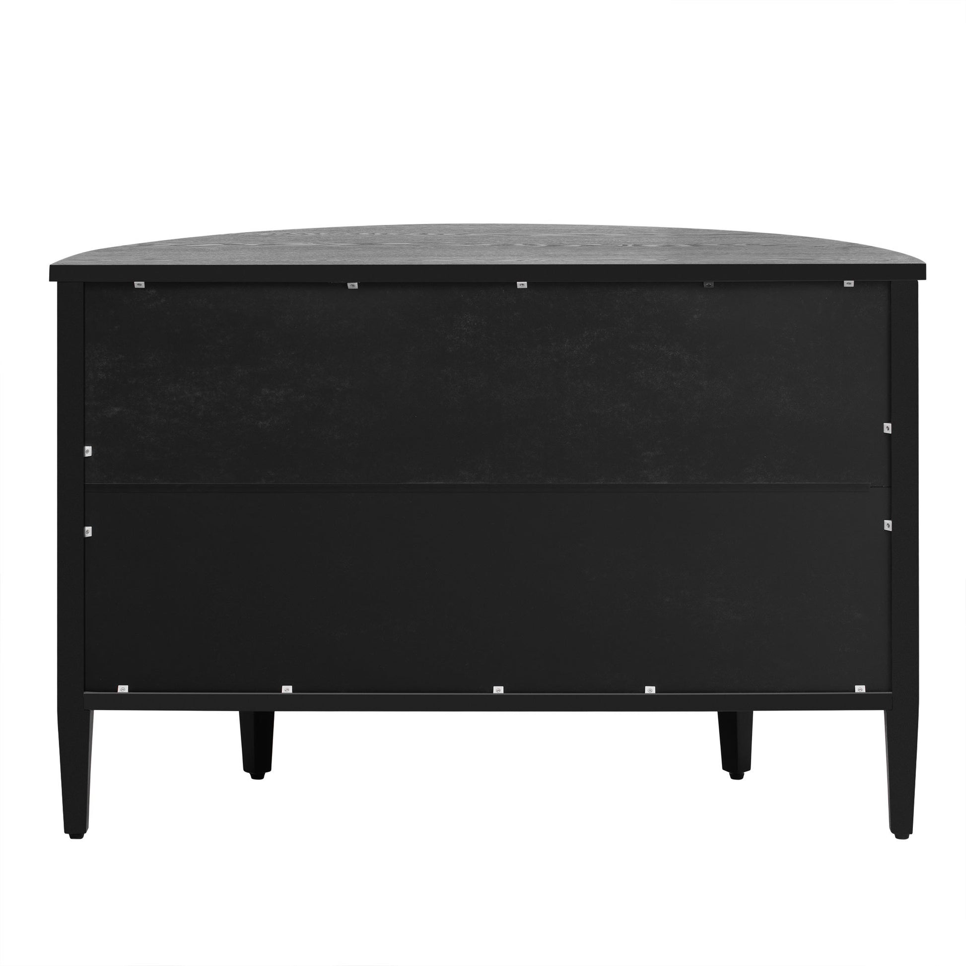 Curved Design Storage Cabinet Made Of Fraxinus Mandschuric Solid Wood Veneer, Adjustable Shelves, Suitable For Corridors, Entrances And Study. Black Mdf