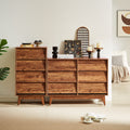 6 Drawer Double Dresser Features Vintage Style And Bevel Design Brown Mdf