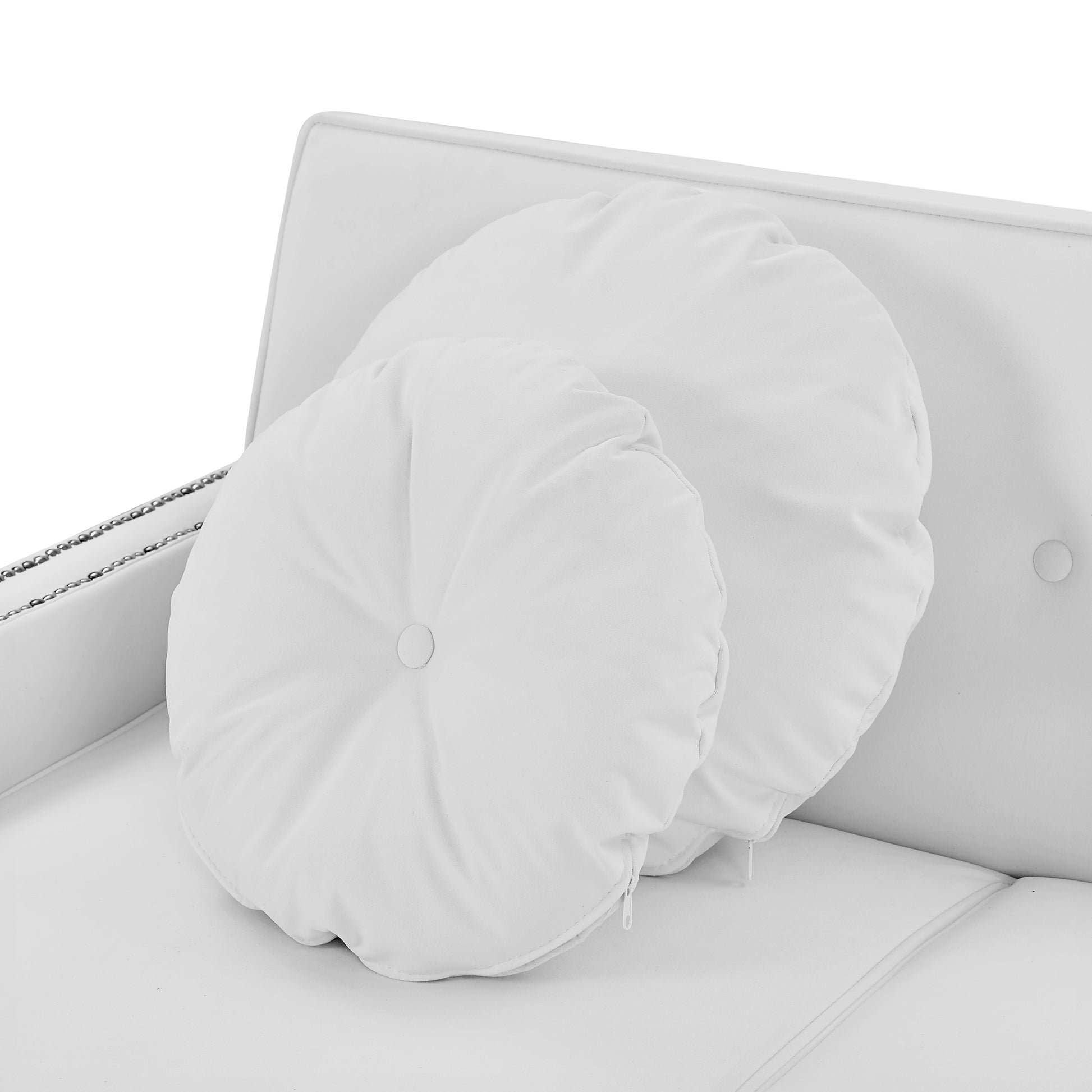 54.7" Multiple Adjustable Positions Sofa Bed Stylish Sofa Bed With A Button Tufted Backrest, Two Usb Ports And Four Floral Lumbar Pillows For Living Room, Bedroom,Or Small Space, Beige Beige Foam Polyester 2 Seat