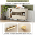 Rotating Storage Cabinet With 2 Doors And 2 Drawers, Suitable For Living Room, Study, And Balcony 1 2 Shelves Beige Mdf