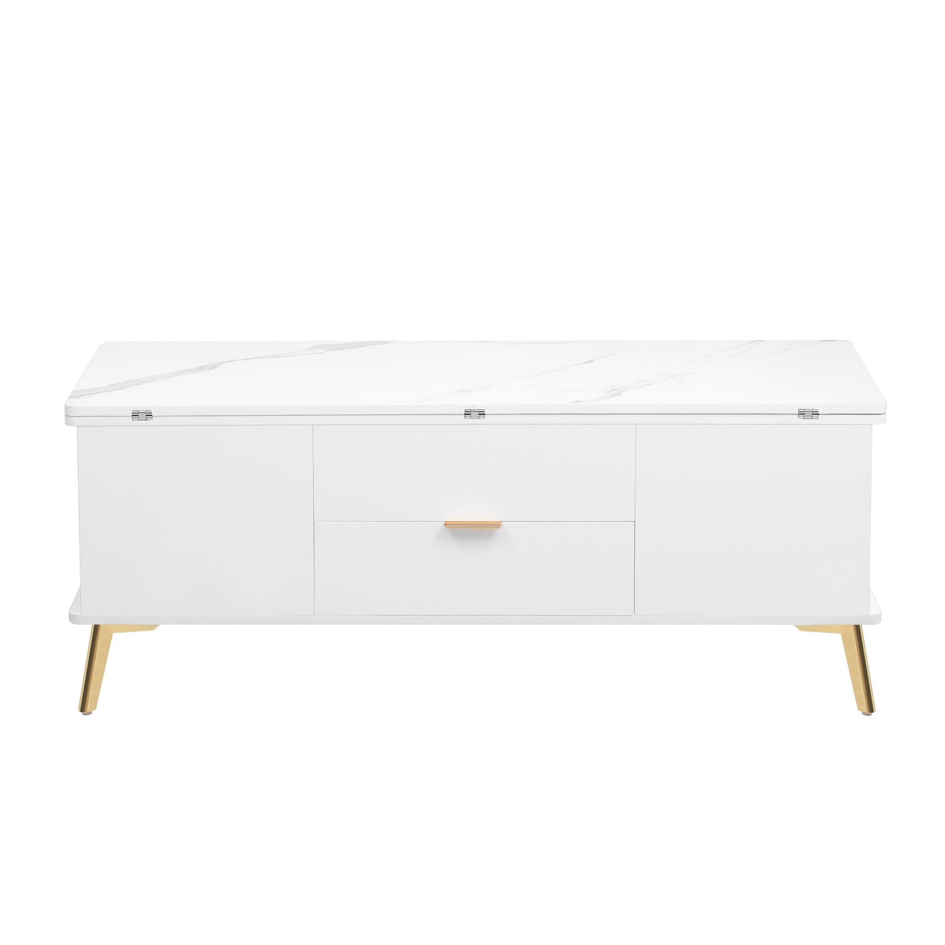 Modern Lift Top Coffee Table Multi Functional Table With Drawers In White White Mdf Steel