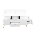 Modern Lift Top Coffee Table Multi Functional Table With Drawers In White White Mdf Steel