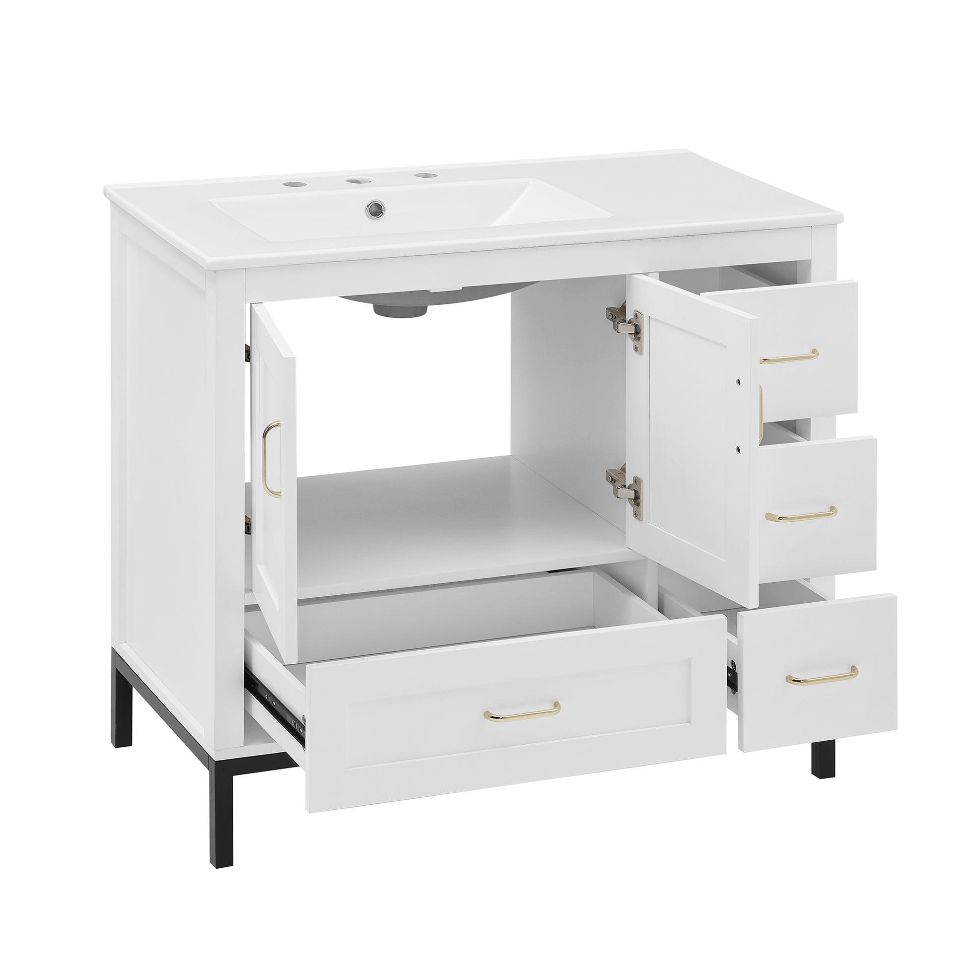 Bathroom Vanity White Solid Wood Mdf